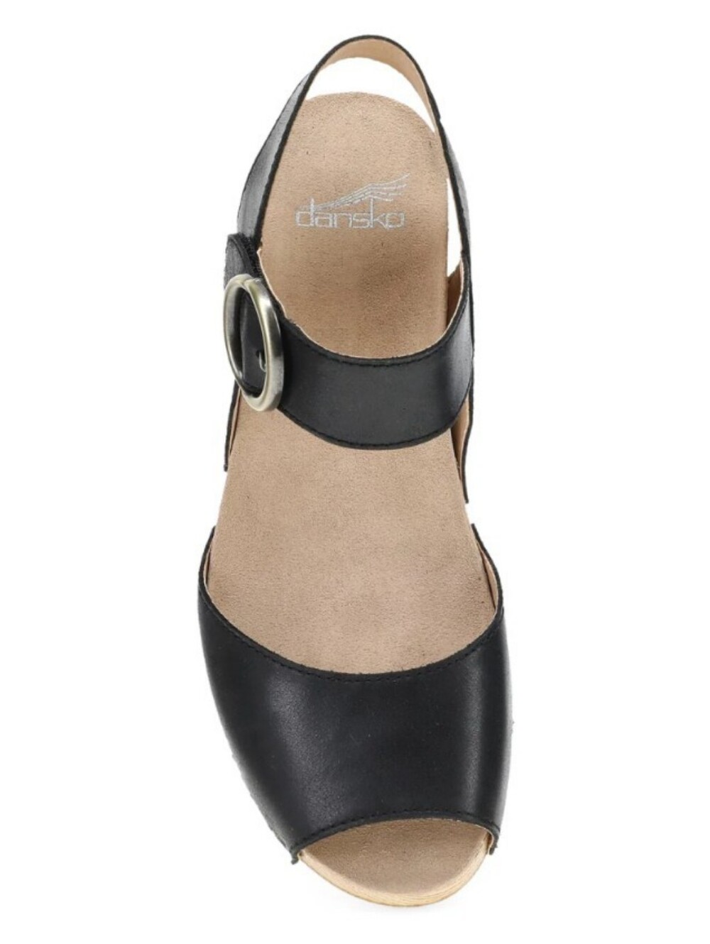 Dansko Tamra Black Leather Open-Toe Slingback Sandal with Buckle